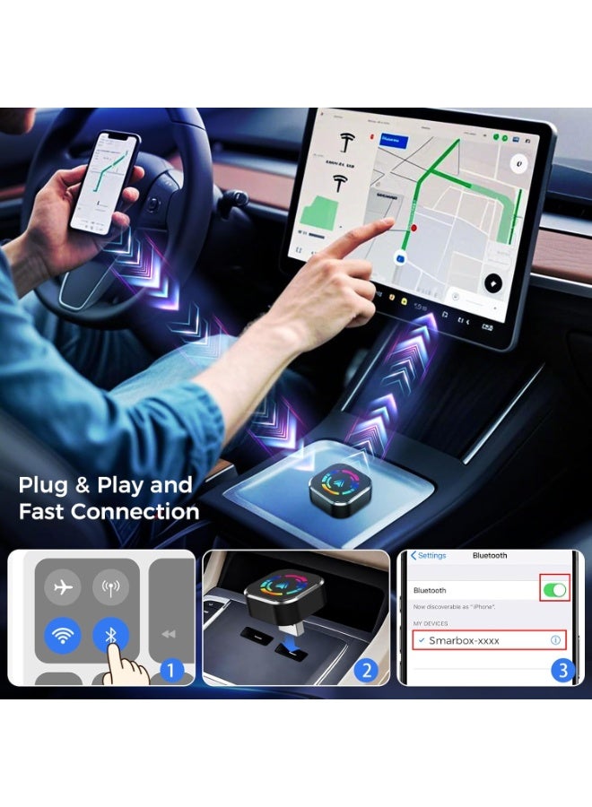 Wireless CarPlay Adapter for iPhone, 2025 Upgraded Wired to Wireless for Apple CarPlay, Mini USB Design Car Play Adapter with Type-C Extension, Plug and Play, Stable Connection & No Latency - Image 4